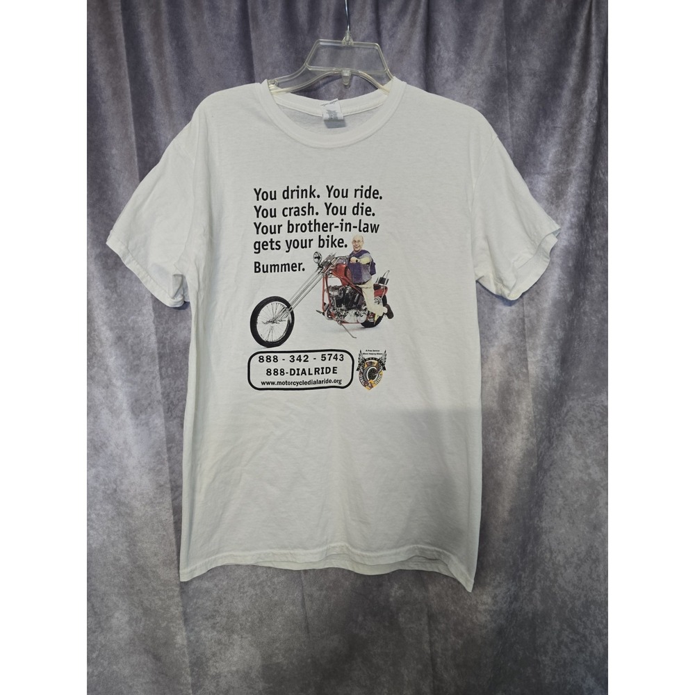 VTG Motorcycle Dial A Ride Shirt You Drink You Ride Funny Biker Size M
